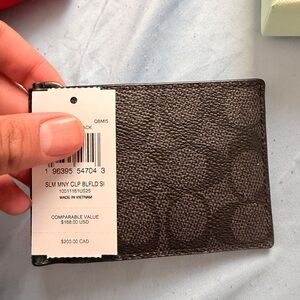 Coach Black Slim Money Clip Wallet